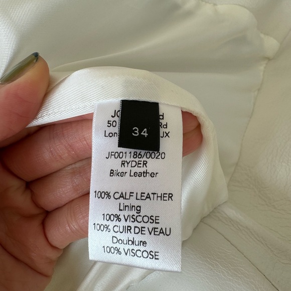 Joseph Biker Calf Leather Jacket, White, Size 34 - Picture 7 of 16